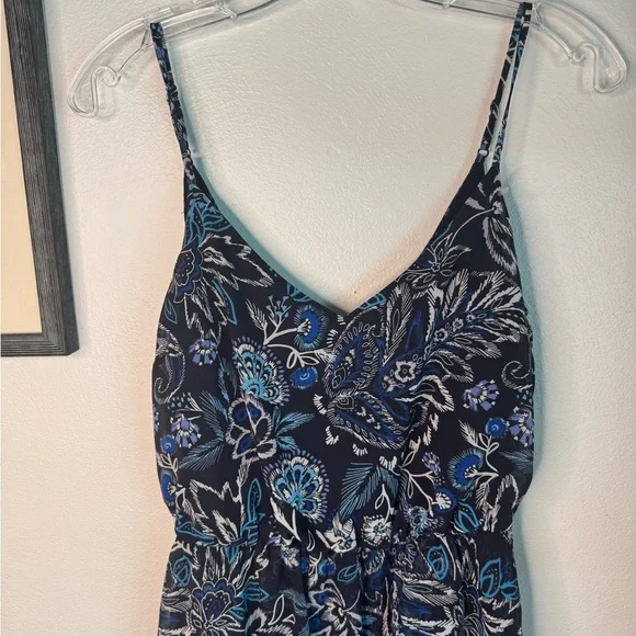 Eliza J Blue Floral Tiered Ruffle  Maxi Dress - Picture 5 of 8